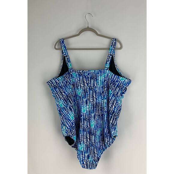 Swimsuits For All One Piece Bathing Suit Women Size 32 Blue White Polk Dot Plus - Picture 7 of 9
